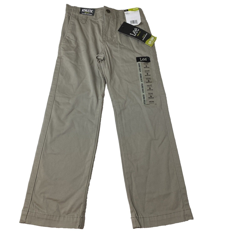 Lee Chino Pants Boys 6 R Pebble color Extreme Comfort Slim Fit New adjustable